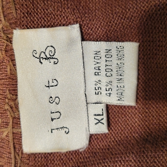 VTG JUST B Brown Floral Glass Beaded Coquette Cardigan Sweater XL - Picture 6 of 13